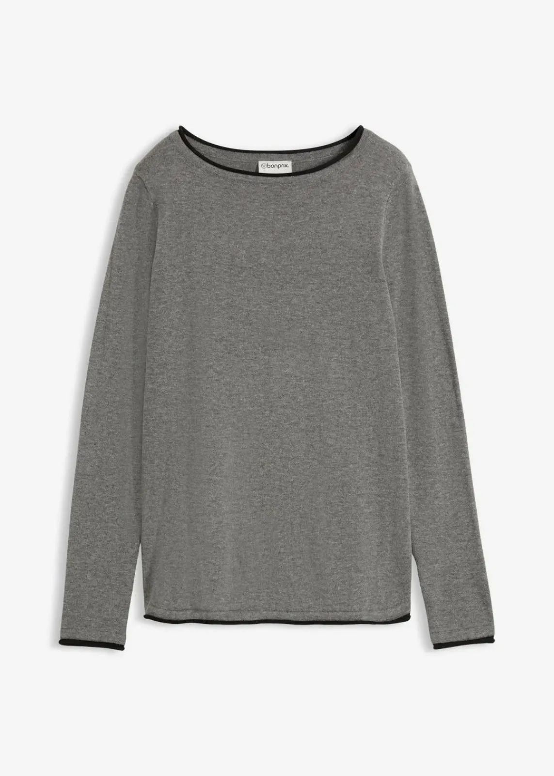 bonprix Bekleidung·Umstandsmode|Bekleidung·Jeans^Feinstrickpullover aus Baumwollmix grau meliert/schwarz