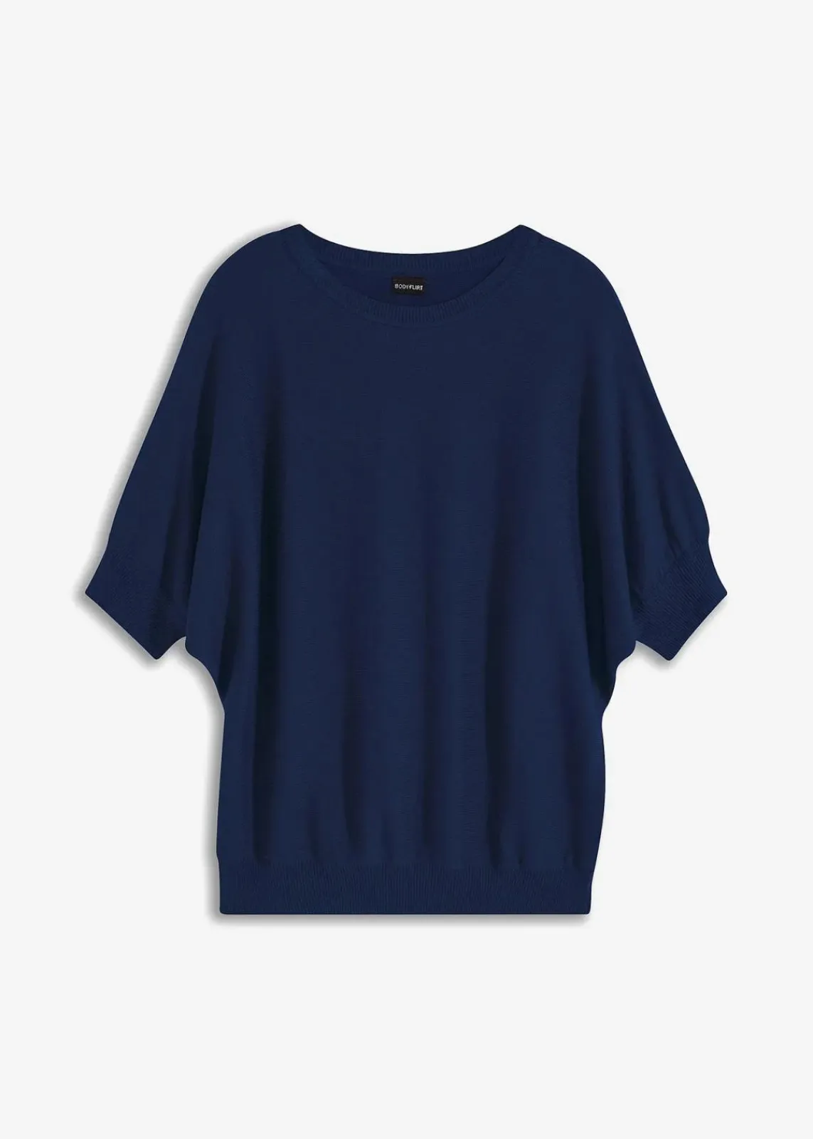 bonprix Bekleidung·Umstandsmode|Strickmode^Feinstrickpullover aus Baumwoll-Mix tiefseeblau