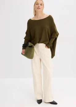 bonprix Bekleidung·Umstandsmode|Bekleidung·Jeans^Feinstrickpullover aus feinem Viskose-Mix erdoliv