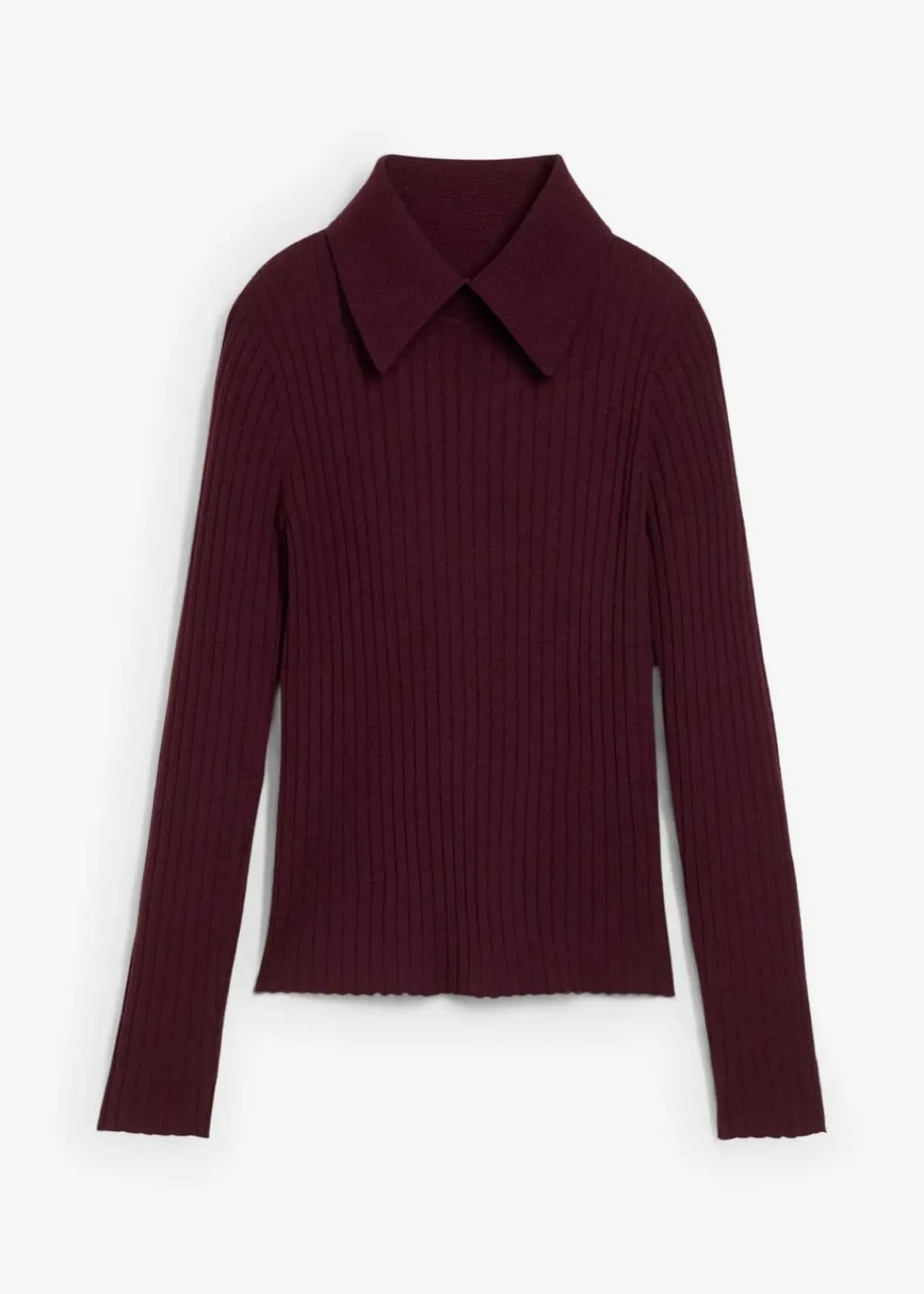 bonprix Pullover & Strickjacken|Strickmode^Feinstrickpullover aus Merinowolle weinrot
