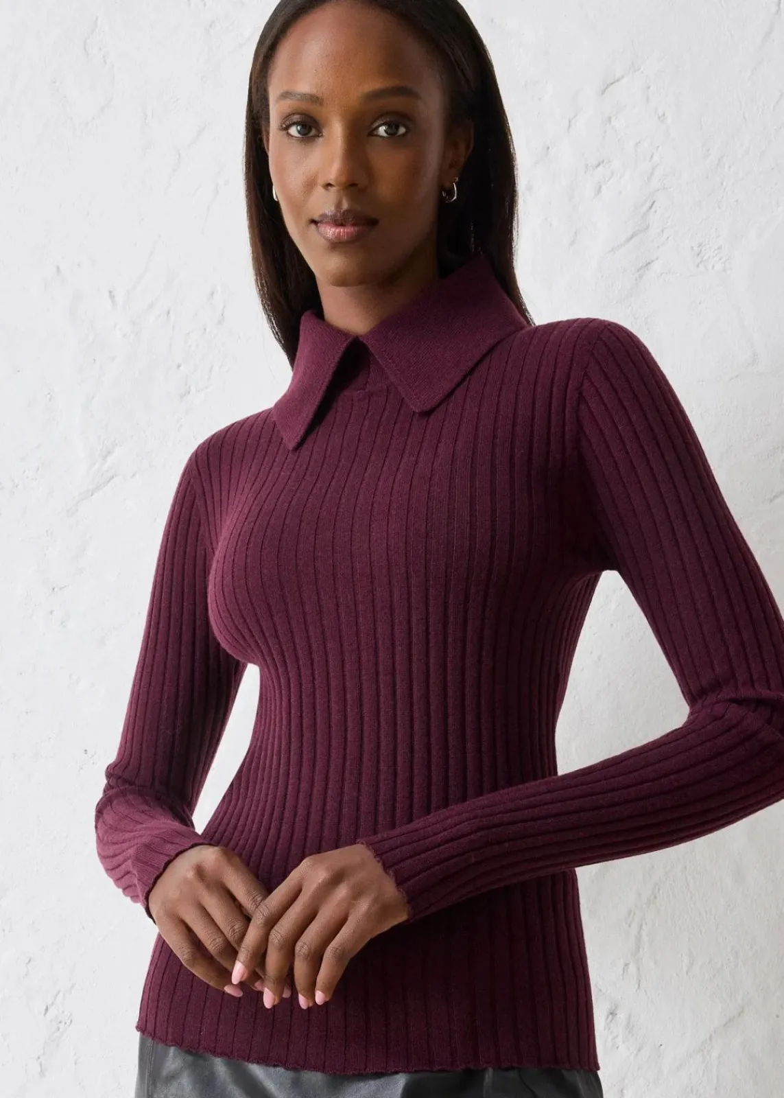 bonprix Pullover & Strickjacken|Strickmode^Feinstrickpullover aus Merinowolle weinrot
