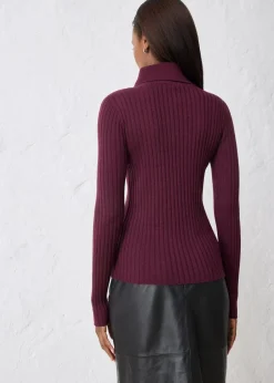 bonprix Pullover & Strickjacken|Strickmode^Feinstrickpullover aus Merinowolle weinrot