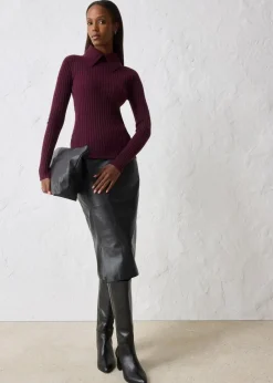 bonprix Pullover & Strickjacken|Strickmode^Feinstrickpullover aus Merinowolle weinrot