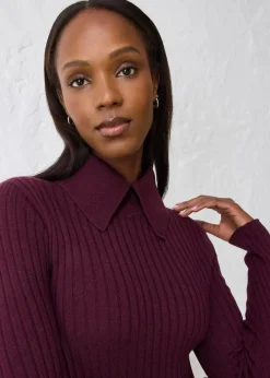 bonprix Pullover & Strickjacken|Strickmode^Feinstrickpullover aus Merinowolle weinrot