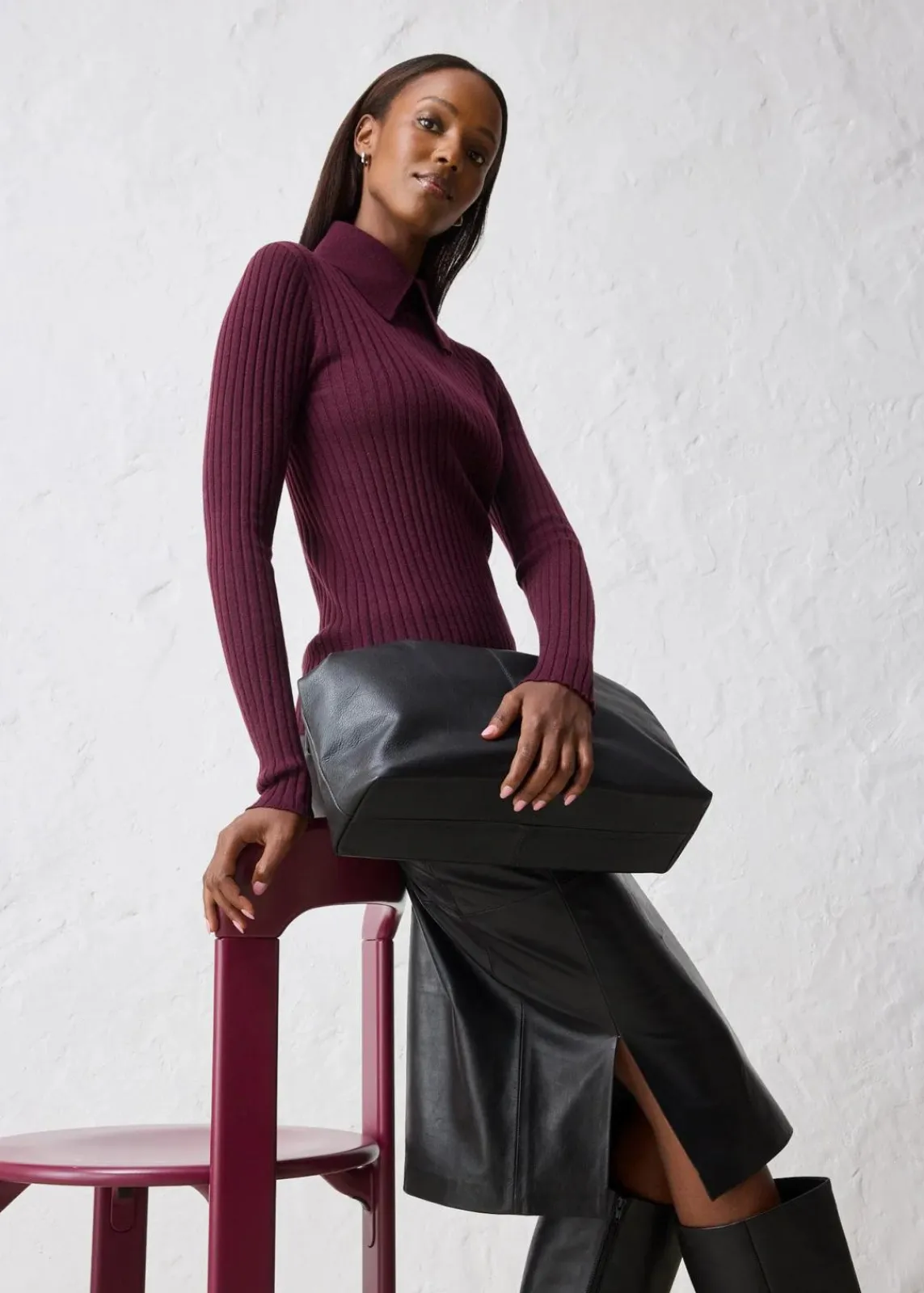 bonprix Pullover & Strickjacken|Strickmode^Feinstrickpullover aus Merinowolle weinrot