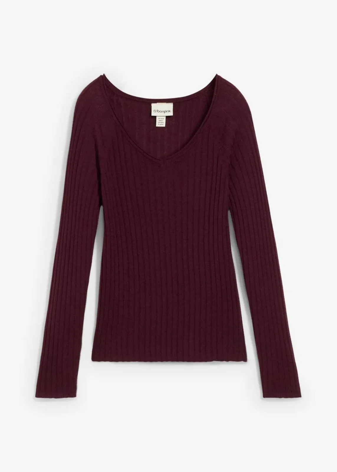 bonprix Pullover & Strickjacken|Strickmode^Feinstrickpullover aus Merinowolle weinrot