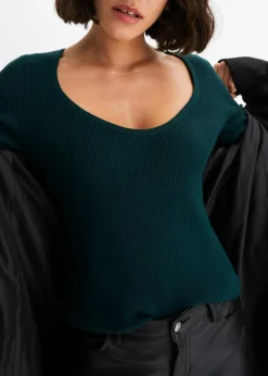 bonprix Bekleidung·Umstandsmode|Bekleidung·Jeans^Feinstrickpullover aus softem Viskose-Mix tiefgrün