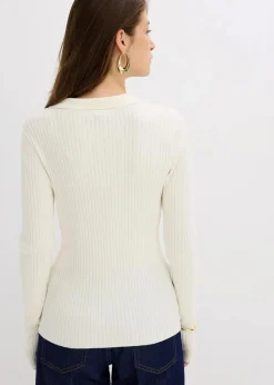 bonprix Bekleidung·Umstandsmode|Strickmode^Feinstrickpullover aus softem Viskose-Mix wollweiß
