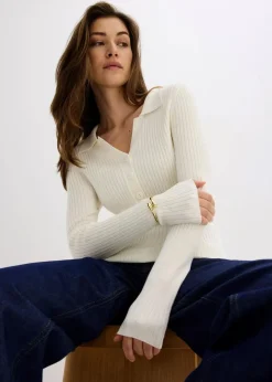 bonprix Bekleidung·Umstandsmode|Strickmode^Feinstrickpullover aus softem Viskose-Mix wollweiß