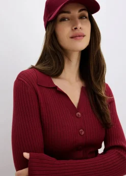 bonprix Bekleidung·Umstandsmode|Strickmode^Feinstrickpullover aus softem Viskose-Mix pflaumenrot