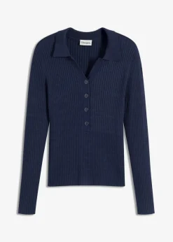 bonprix Pullover & Strickjacken|Bekleidung·Jeans^Feinstrickpullover aus softem Viskose-Mix dunkelblau