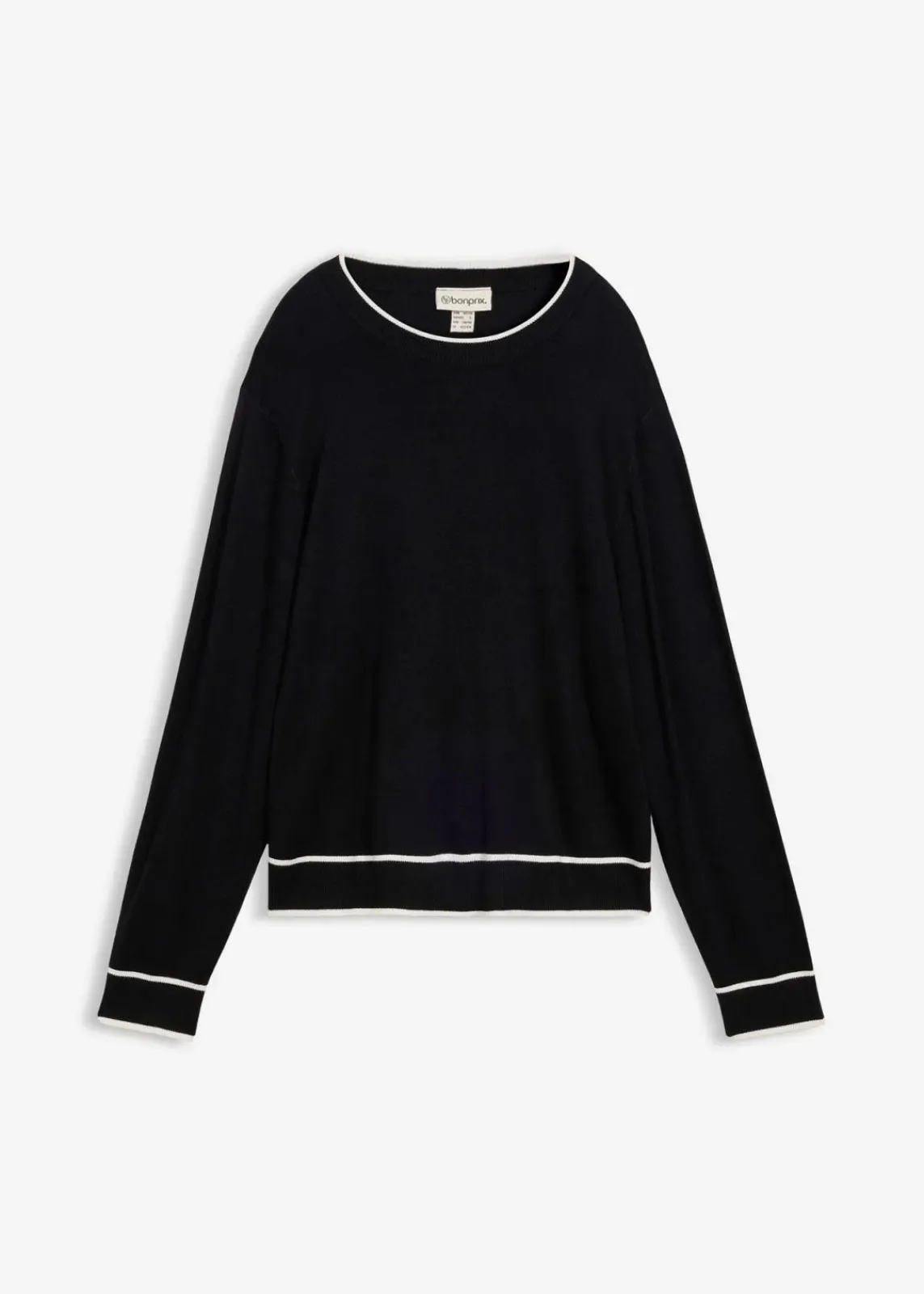 bonprix Bekleidung·Umstandsmode|Bekleidung·Jeans^Feinstrickpullover aus Viskose-Mix schwarz/wollweiß