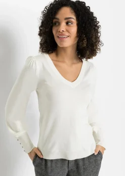 bonprix Bekleidung·Umstandsmode|Pullover & Strickjacken^Feinstrickpullover aus Viskose-Mix wollweiß