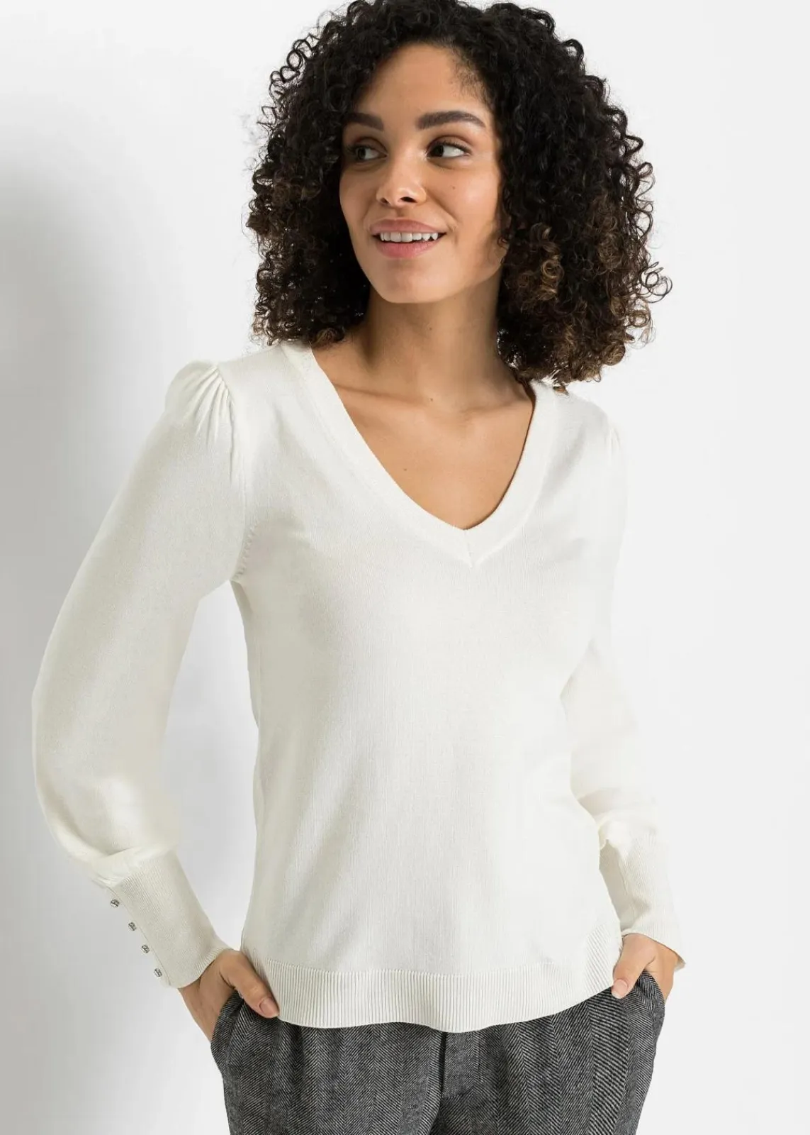 bonprix Bekleidung·Umstandsmode|Pullover & Strickjacken^Feinstrickpullover aus Viskose-Mix wollweiß