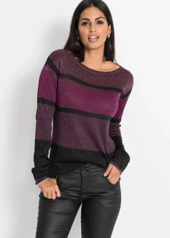 bonprix Bekleidung·Umstandsmode|Bekleidung·Jeans^Feinstrickpullover aus Viskose-Mix lila/pink/schwarz metallic