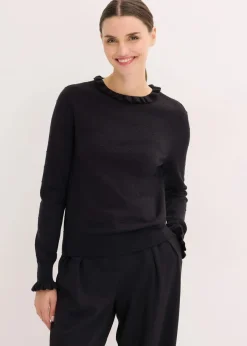 bonprix Bekleidung·Umstandsmode|Nachhaltigere Materialien^Feinstrickpullover aus Viskose-Mix schwarz