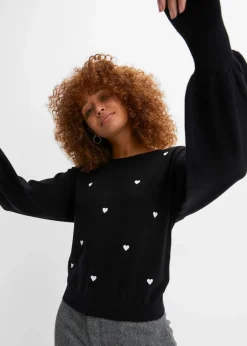 bonprix Bekleidung·Umstandsmode|Bekleidung·Jeans^Feinstrickpullover aus Viskose-Mix schwarz
