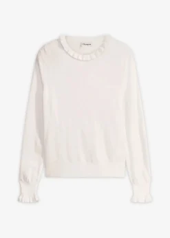 bonprix Pullover & Strickjacken|Strickmode^Feinstrickpullover aus Viskose-Mix wollweiß