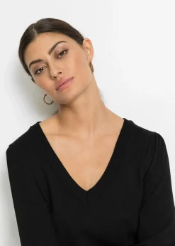 bonprix Pullover & Strickjacken|Strickmode^Feinstrickpullover aus Viskose-Mix schwarz