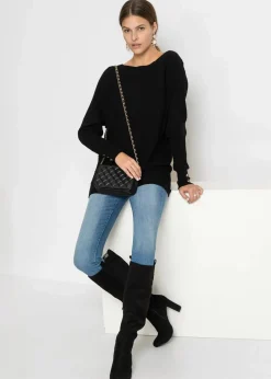 bonprix Bekleidung·Umstandsmode|Bekleidung·Jeans^Feinstrickpullover aus Viskose-Mix schwarz