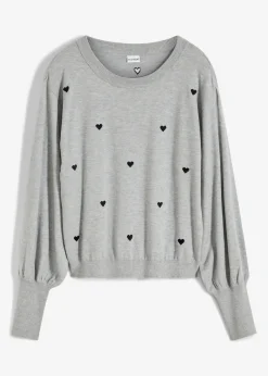 bonprix Bekleidung·Umstandsmode|Bekleidung·Jeans^Feinstrickpullover aus Viskose-Mix grau meliert