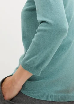 bonprix Bekleidung·Umstandsmode|Bekleidung·Jeans^Feinstrickpullover in Viskose-Mix mineralblau