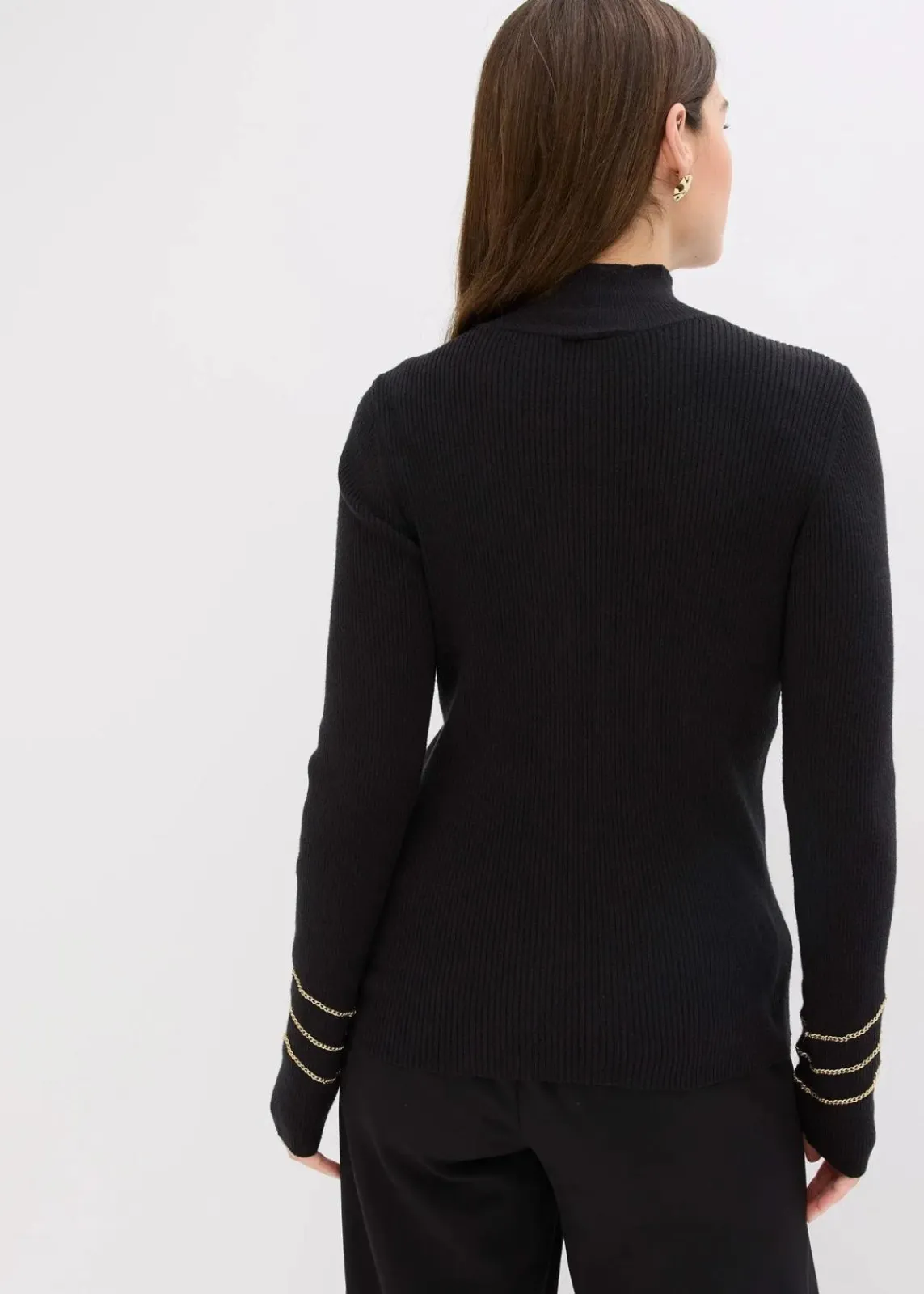 bonprix Bekleidung·Umstandsmode|Bekleidung·Jeans^Feinstrickpullover mit Goldketten schwarz