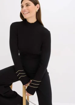 bonprix Bekleidung·Umstandsmode|Bekleidung·Jeans^Feinstrickpullover mit Goldketten schwarz