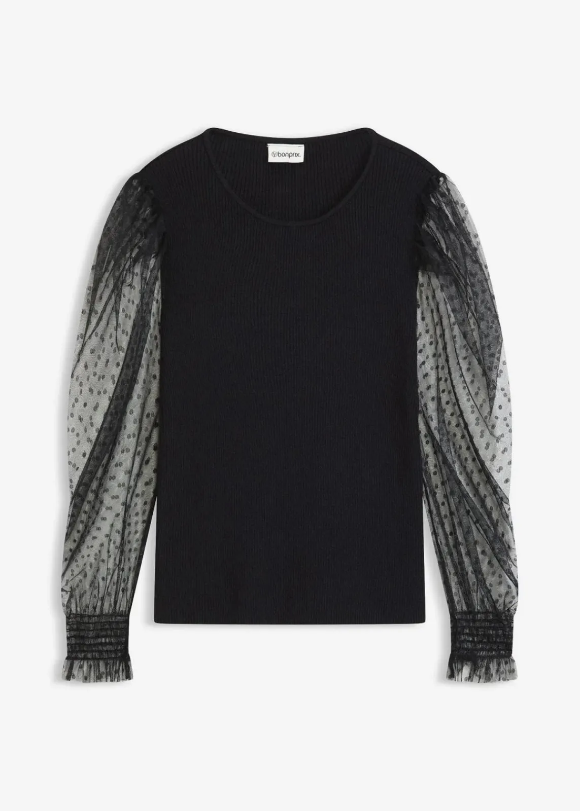bonprix Bekleidung·Umstandsmode|Bekleidung·Jeans^Feinstrickpullover mit Meshärmeln schwarz