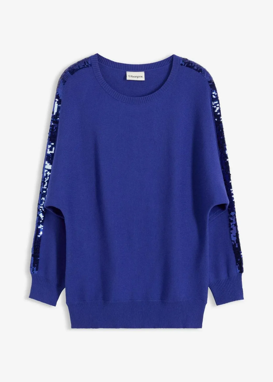 bonprix Pullover & Strickjacken|Strickmode^Feinstrickpullover mit Pailletten saphirblau