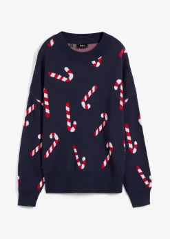 bonprix Bekleidung·Umstandsmode|Bekleidung·Jeans^Feinstrickpullover mit Rundhals, oversized dunkelblau