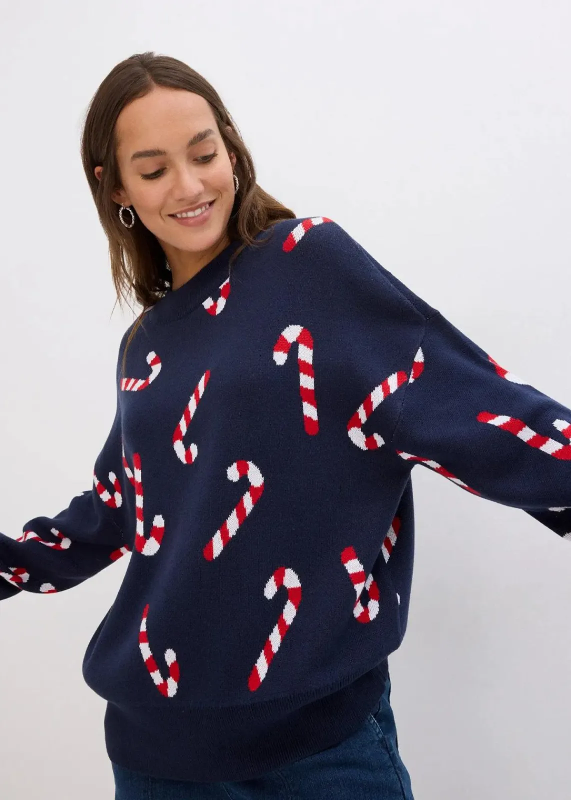 bonprix Bekleidung·Umstandsmode|Bekleidung·Jeans^Feinstrickpullover mit Rundhals, oversized dunkelblau