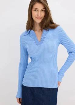 bonprix Bekleidung·Umstandsmode|Bekleidung·Jeans^Feinstrickpullover mit schmückendem Kragen perlblau