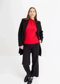 bonprix Bekleidung·Umstandsmode|Bekleidung·Jeans^Feinstrickpullover mit Schleifendetail tiefrot/schwarz