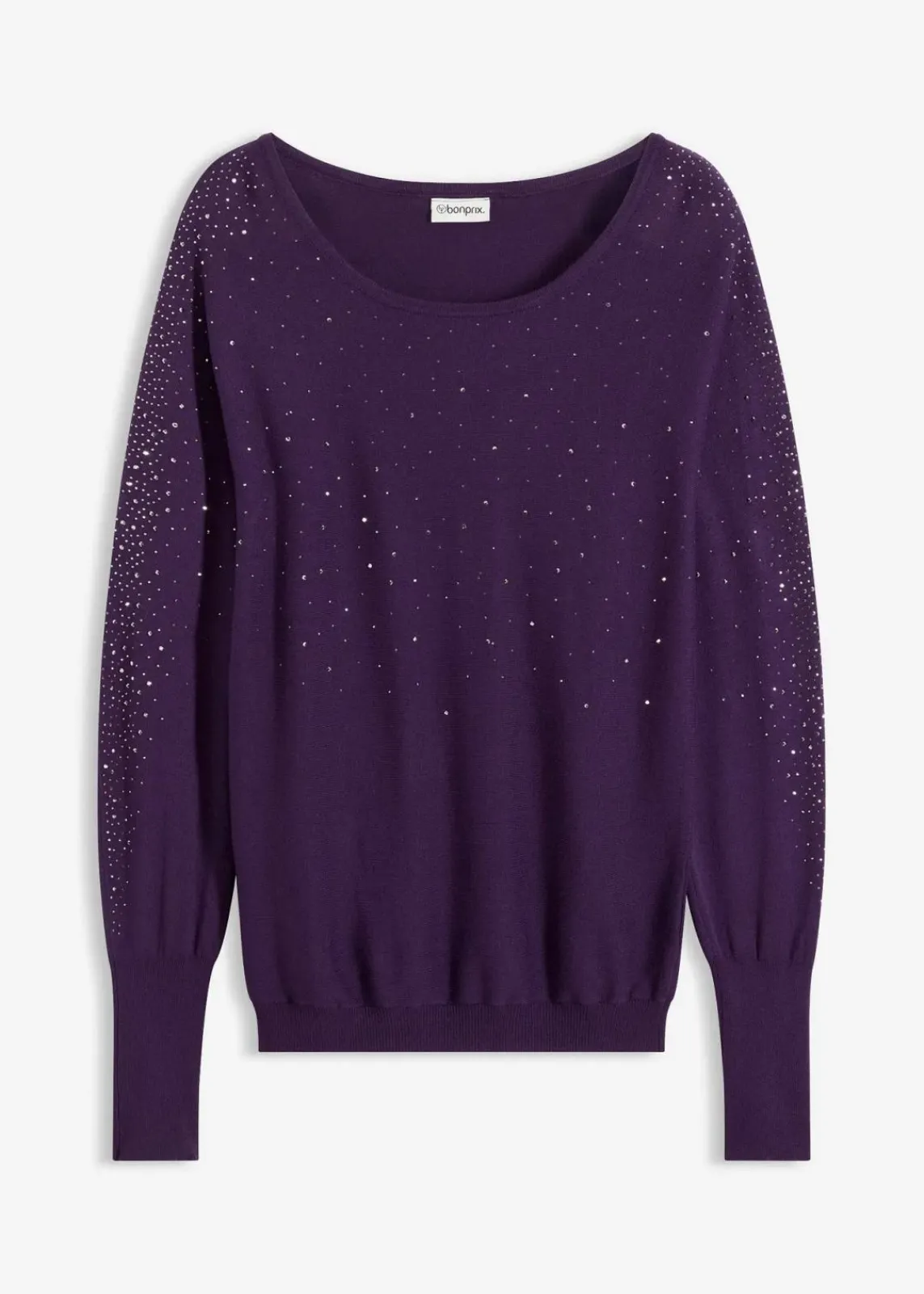 bonprix Bekleidung·Umstandsmode|Strickmode^Feinstrickpullover mit Strass-Applikation dunkellila