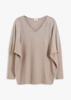 bonprix Bekleidung·Umstandsmode|Strickmode^Feinstrickpullover mit Strass-Applikation naturstein