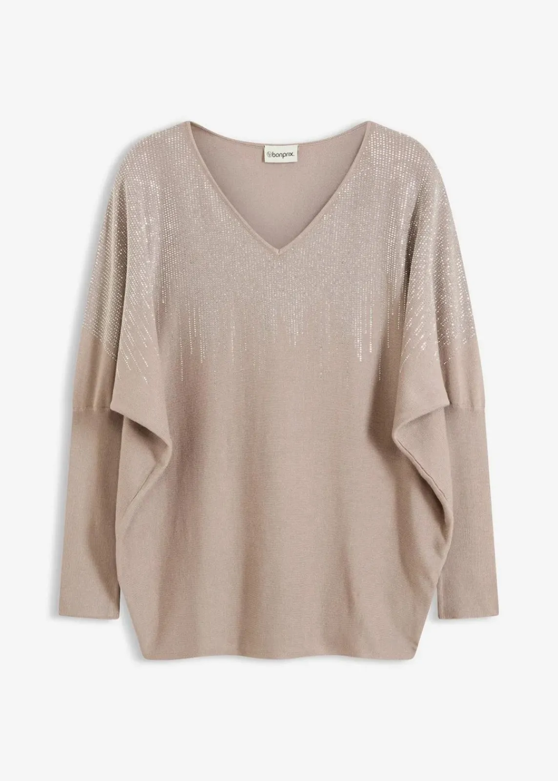 bonprix Bekleidung·Umstandsmode|Strickmode^Feinstrickpullover mit Strass-Applikation naturstein