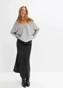 bonprix Bekleidung·Umstandsmode|Strickmode^Feinstrickpullover mit Strass-Applikation hellgrau meliert