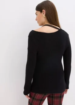 bonprix Bekleidung·Umstandsmode|Bekleidung·Jeans^Feinstrickpullover mit tiefem Ausschnitt schwarz