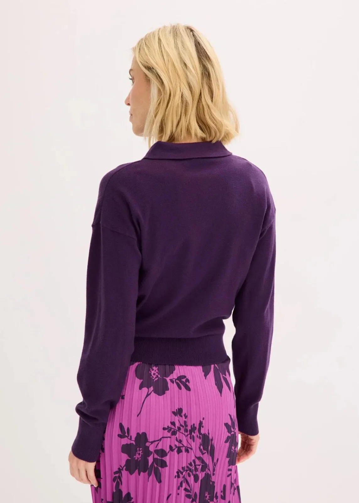 bonprix Bekleidung·Umstandsmode|Strickmode^Feinstrickpullover mit Viskose dunkellila