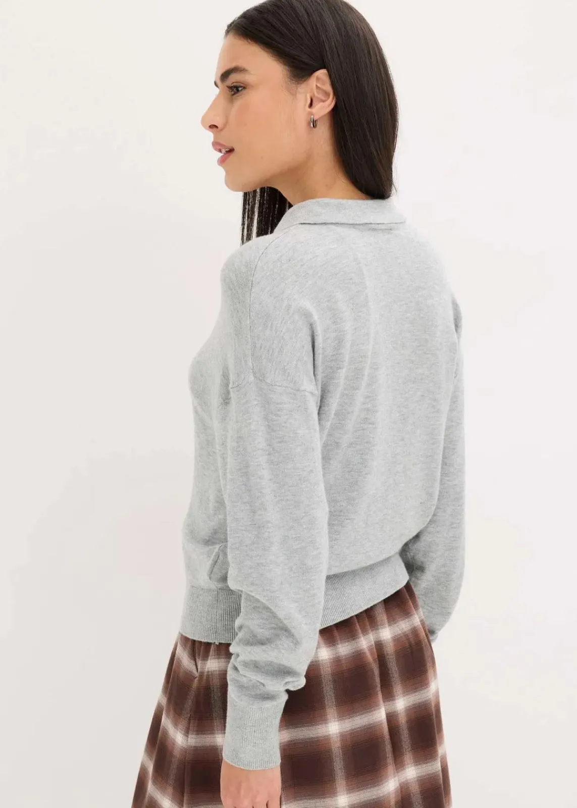 bonprix Bekleidung·Umstandsmode|Strickmode^Feinstrickpullover mit Viskose hellgrau meliert