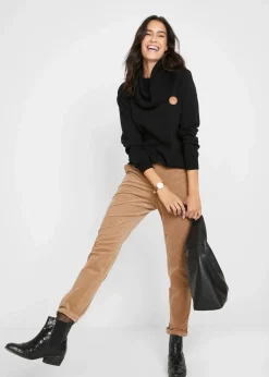 bonprix Bekleidung·Umstandsmode|Pullover & Strickjacken^Feinstrickpullover mit weitem Kragen schwarz