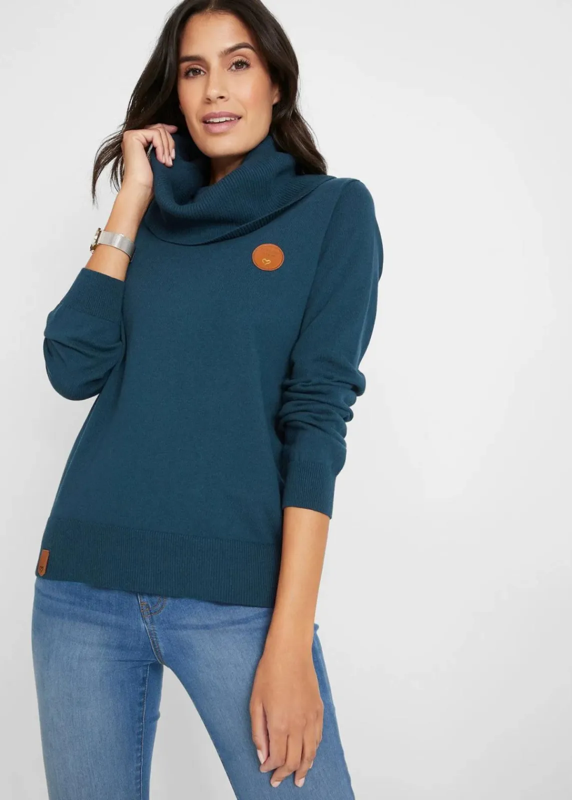 bonprix Bekleidung·Umstandsmode|Pullover & Strickjacken^Feinstrickpullover mit weitem Kragen dunkelblau
