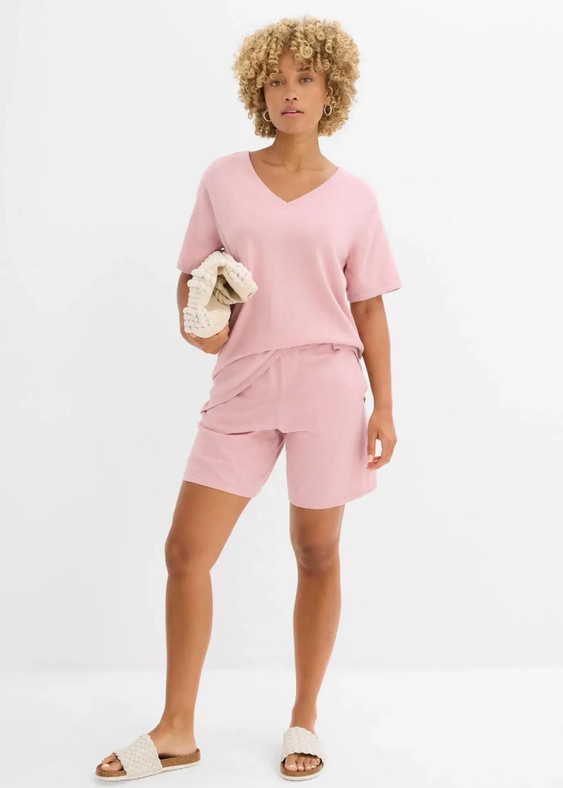 bonprix Bekleidung·Umstandsmode|Zweiteiler & Sets^Feinstrickshirt mit Leinen aschrosa