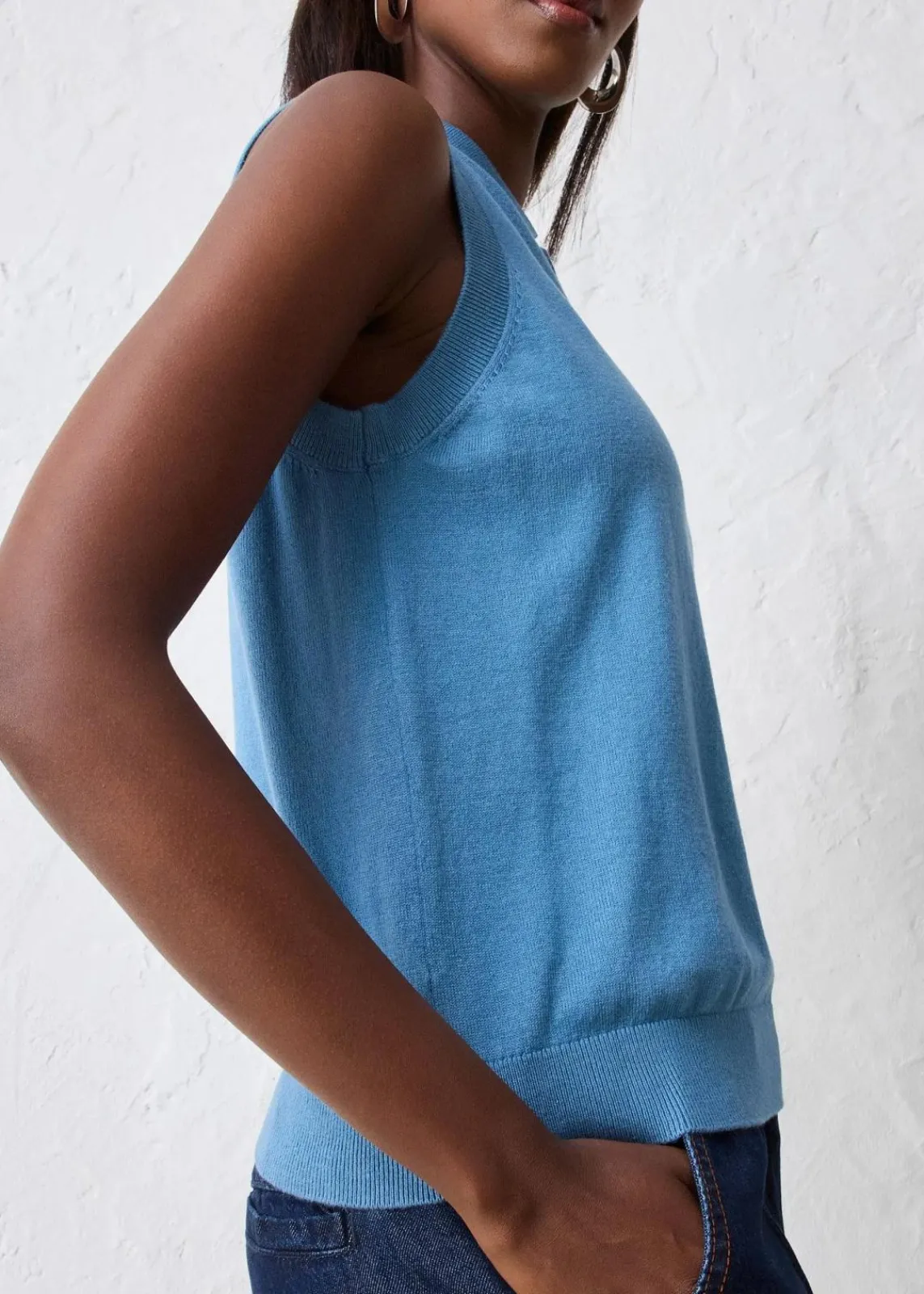 bonprix Premium|Strickmode^Feinstricktop mit Seidenanteil und Polokragen wellenblau