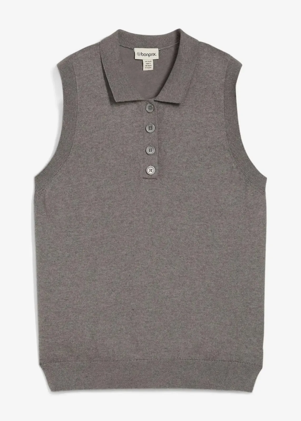 bonprix Premium|Strickmode^Feinstricktop mit Seidenanteil und Polokragen grau meliert