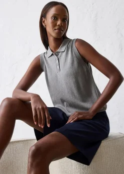 bonprix Premium|Strickmode^Feinstricktop mit Seidenanteil und Polokragen grau meliert