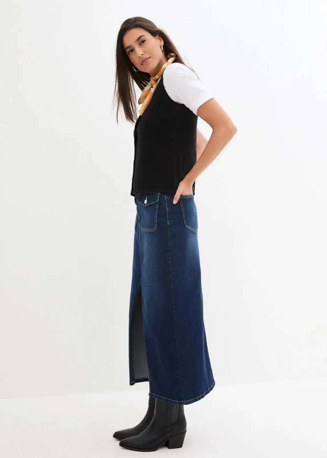 bonprix Bekleidung·Umstandsmode|Bekleidung·Hosen^Feinstrick-Weste mit Knöpfen schwarz