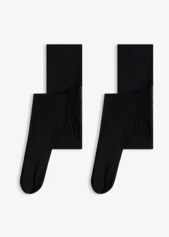 bonprix Wäsche·Socken & Strumpfhosen|Socken & Strumpfhosen^Feinstrumpfhose mit Komfortbund 30 DEN (2er pack) schwarz + schwarz leo