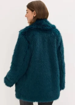 bonprix Bekleidung·Hosen|Jacken & Mäntel^Fellimitat-Jacke dunkelpetrol